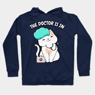 Cute white cat is a doctor Hoodie